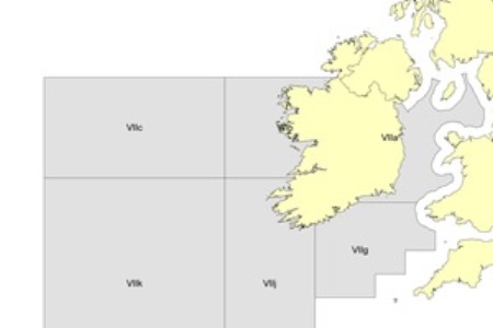 Shaded Area - proposed complete prohibition on commercial Seabass fishing for all EU vessels