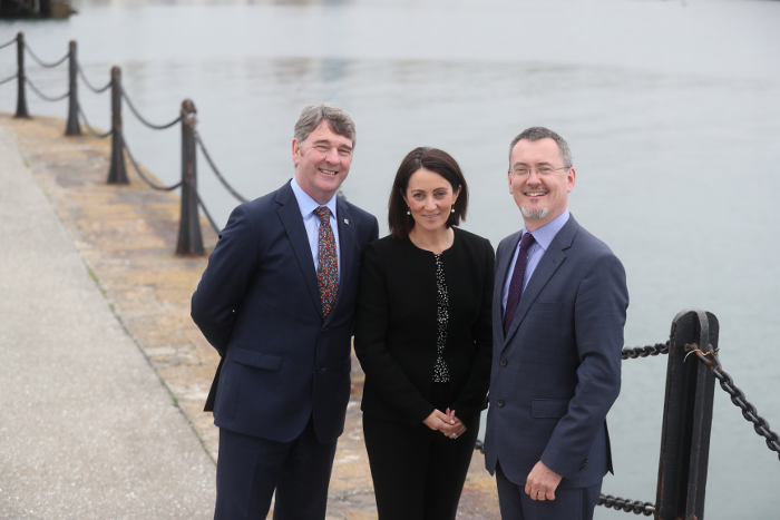 Marine Institute CEO Peter Heffernan, Yvonne Thompson, Partner at PwC and Jim O'Toole, CEO of BIM, Ireland's Seafood Development Company at the launch of Our Ocean Wealth Summit 2018 sponsored by PwC, which takes place on 28 and 29 June in Galway.   The 2 day conference will focus on Ireland's multi-billion euro marine economy, discussing the impact of Brexit, smart shipping, sea and airfreight logistics and Ireland’s seafood sector, marine renewables, marine research, maritime commerce, financial planning for the marine, climate change and more. 